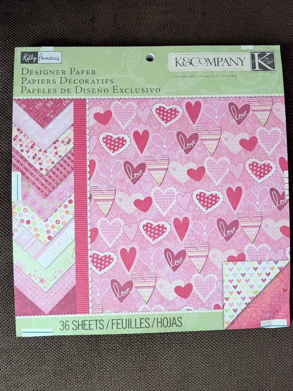 K&Company 12x12 unused 36 Sheets Designer 2-sided Scrapbook Paper, Hearts, etc.
